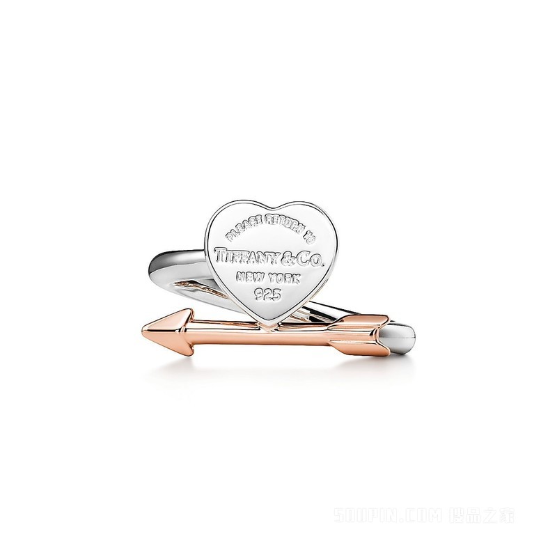 Return to Tiffany™ 系列纯银和 18K 玫瑰金 Lovestruck Heart Tag 戒指