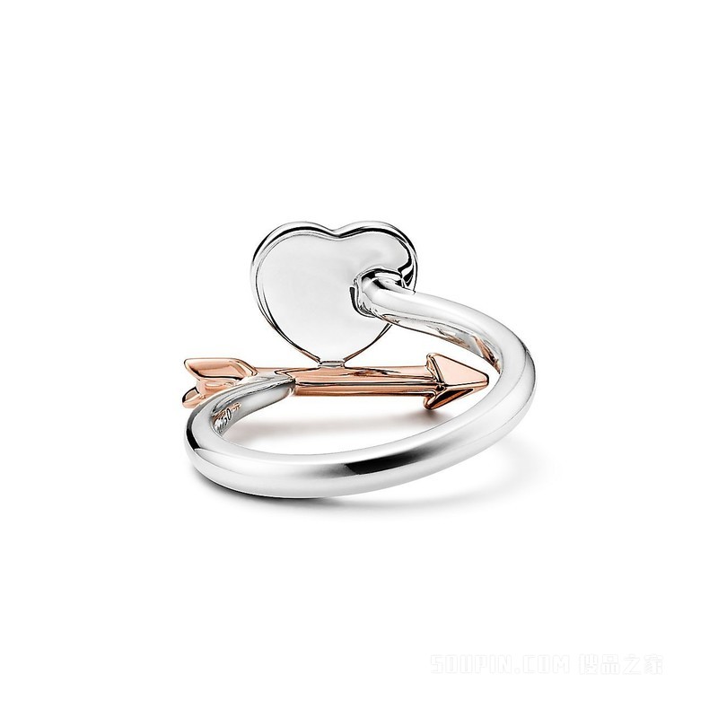 Return to Tiffany™ 系列纯银和 18K 玫瑰金 Lovestruck Heart Tag 戒指