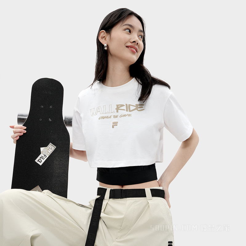 女子潮流运动宽松短袖T裇两件套