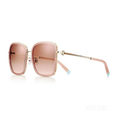Tiffany T 系列粉色镜片欧泊裸色淡金色金属太阳镜