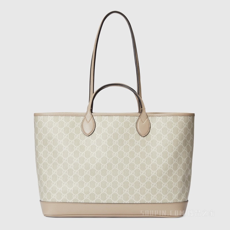 Ophidia系列中号购物袋 米色和白色Supreme帆布