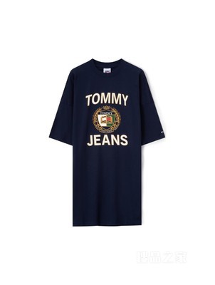 23新款春夏女装纯棉潮流徽章印花圆领宽松连衣裙DW0DW15568