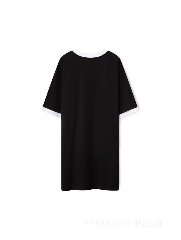 23新款春夏女装纯棉潮流印花宽松撞色圆领连衣裙DW0DW15569