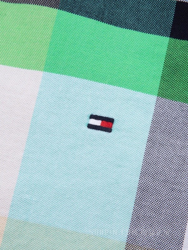 23新款春季男装纯棉牛津纺时尚拼色格纹尖角扣衬衫30667