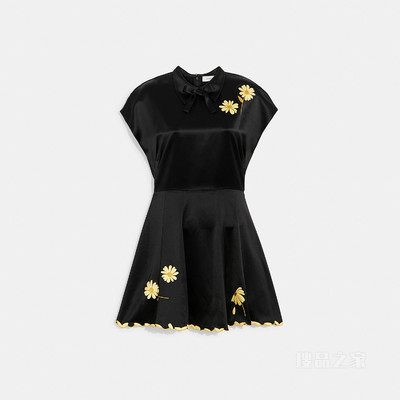 花卉图案40年代有领连衣裙 混合黑色