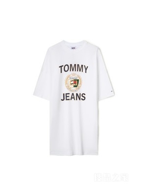 23新款春夏女装纯棉潮流徽章印花圆领宽松连衣裙DW0DW15568