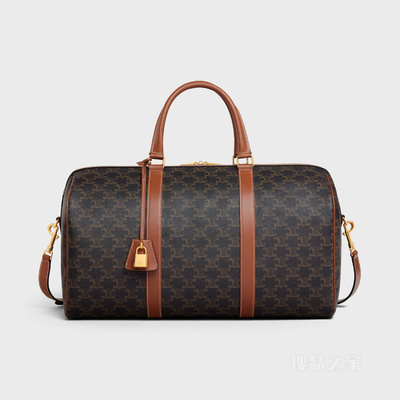 中号标志印花牛皮革旅行包 23879
