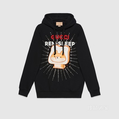 饰“Gucci Rem Sleep”字样棉卫衣 黑色