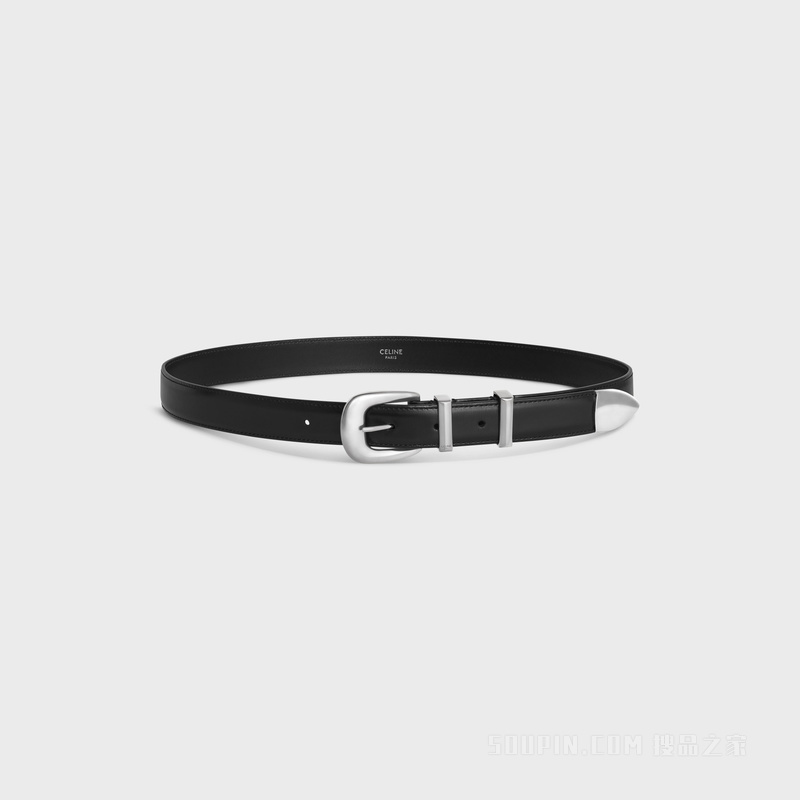 WESTERN中号光滑牛皮革腰带 24675