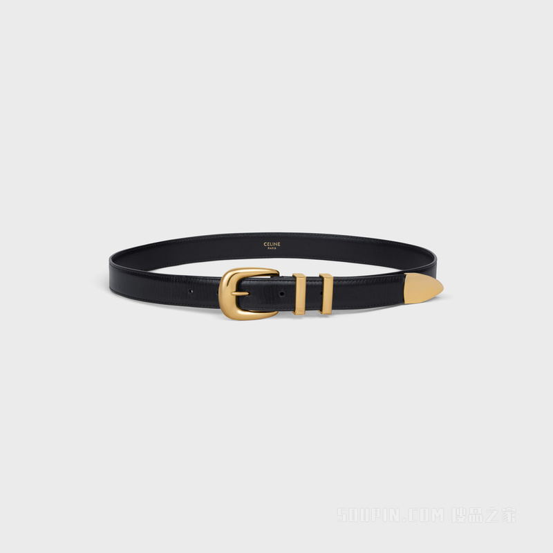 WESTERN中号光滑牛皮革腰带 24675