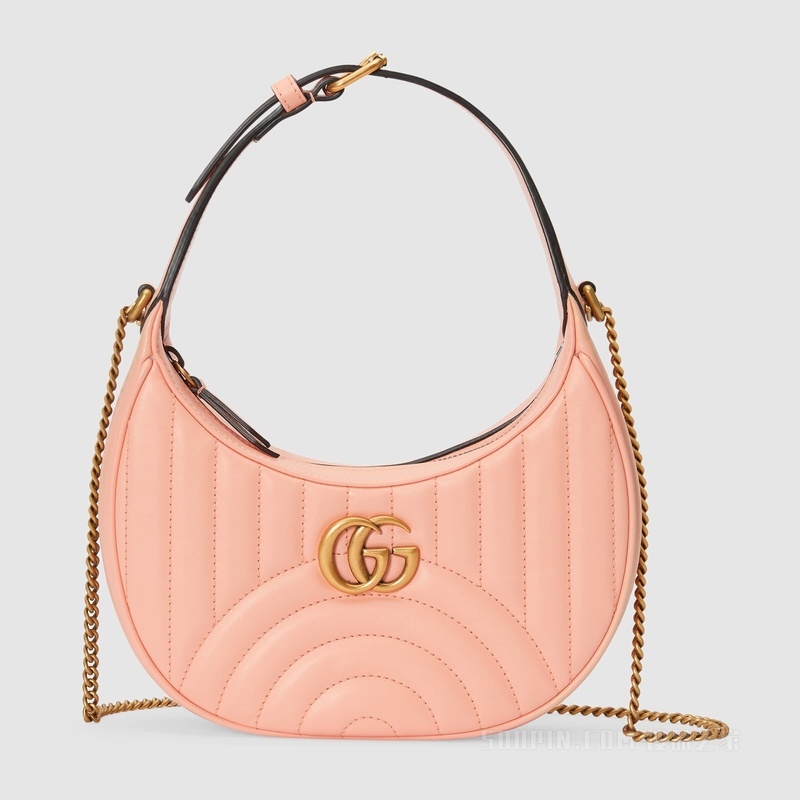 GG Marmont系列绗缝迷你手袋 蜜桃色皮革