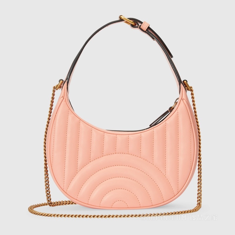 GG Marmont系列绗缝迷你手袋 蜜桃色皮革