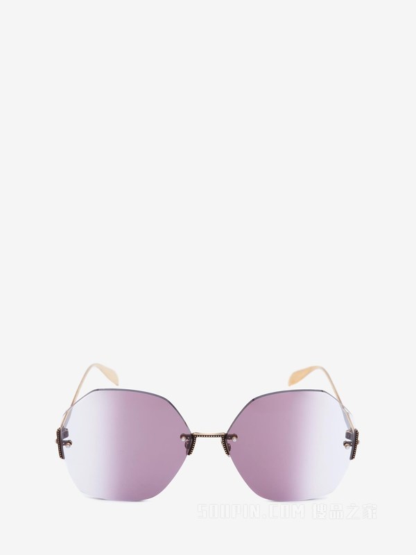 Jewelled Hexagonal Sunglasses
