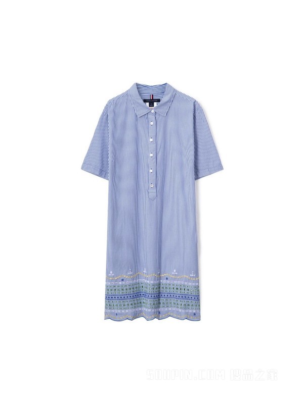 【Adaptive系列】23新款春夏女装绣花拼接衬衫连衣裙76J4047