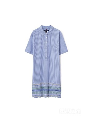 【Adaptive系列】23新款春夏女装绣花拼接衬衫连衣裙76J4047