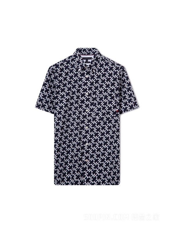 魔力方23新款春夏男装纯棉府绸满印字母短袖衬衫MW0MW30627