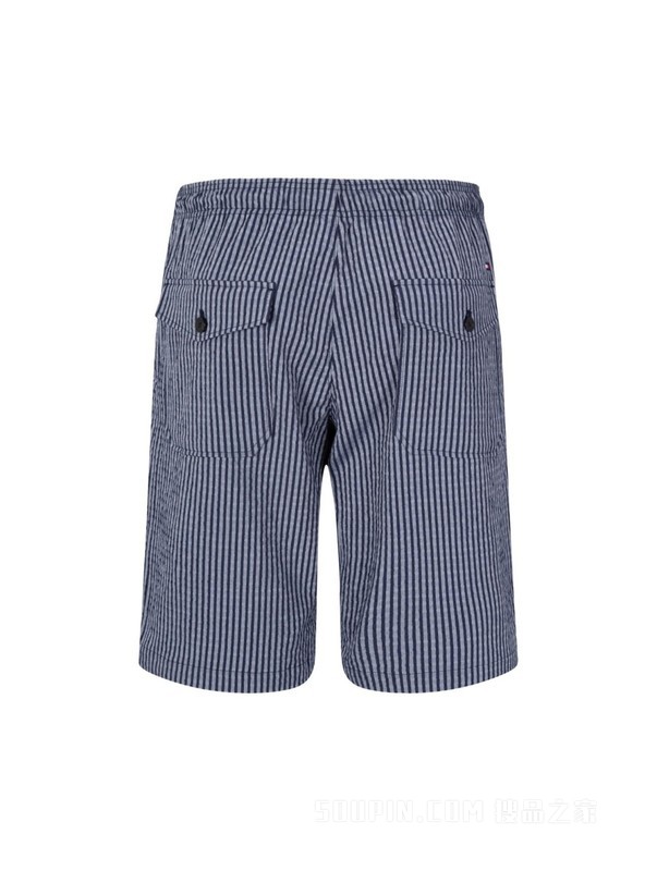 23新款春夏男装时尚条纹小绣标抽绳直筒短裤MW0MW31236