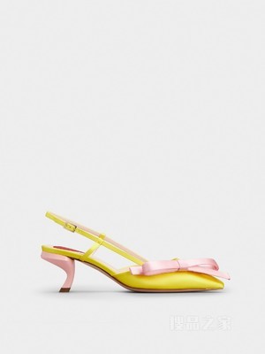Virgule Bow Slingback Pumps in Satin 彩色