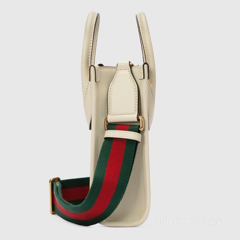 Gucci动物印花迷你托特包 米色和乌木色Supreme帆布