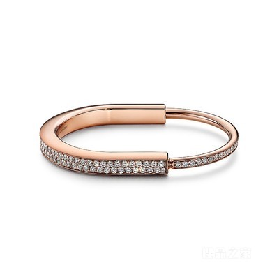 Tiffany Lock 系列 18K 玫瑰金全铺镶钻石手镯