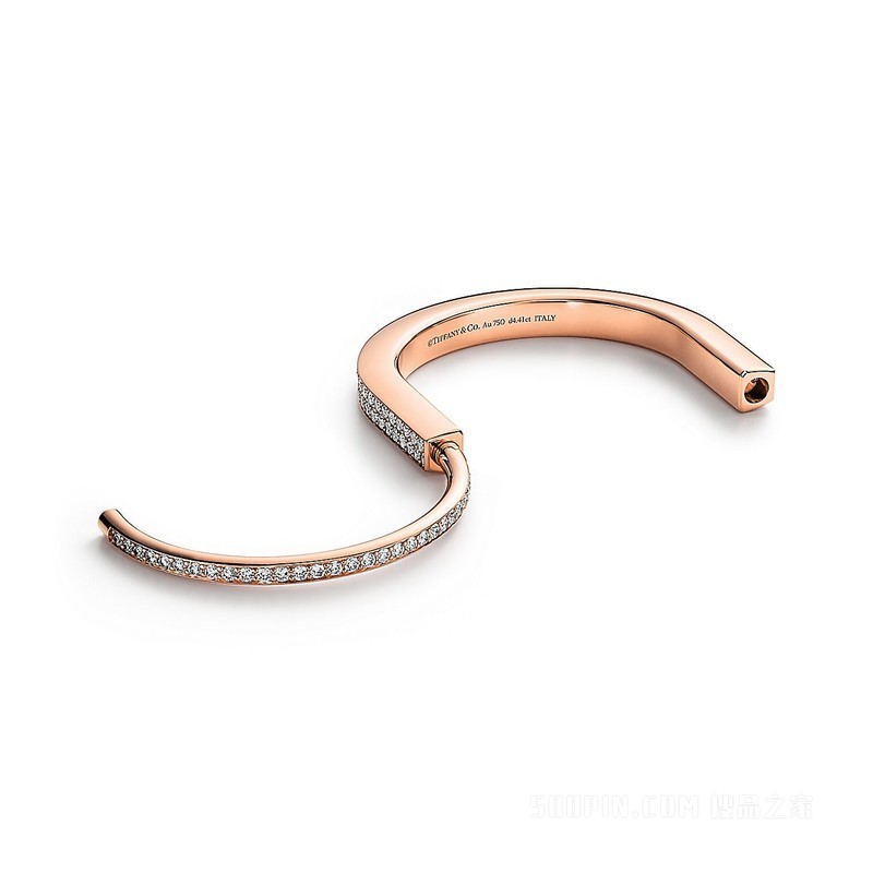 Tiffany Lock 系列 18K 玫瑰金全铺镶钻石手镯
