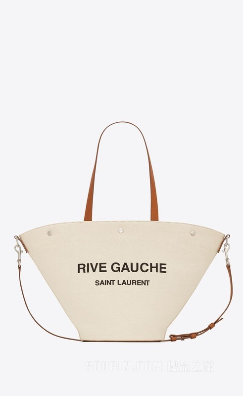 RIVE GAUCHE帆布和复古皮革托特包
