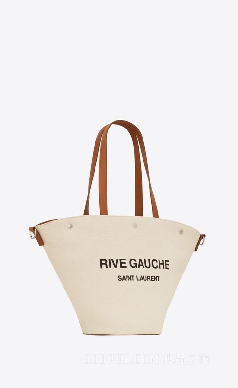 RIVE GAUCHE帆布和复古皮革托特包