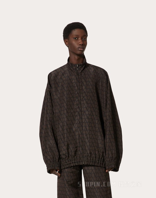 V标志罗缎真丝夹克