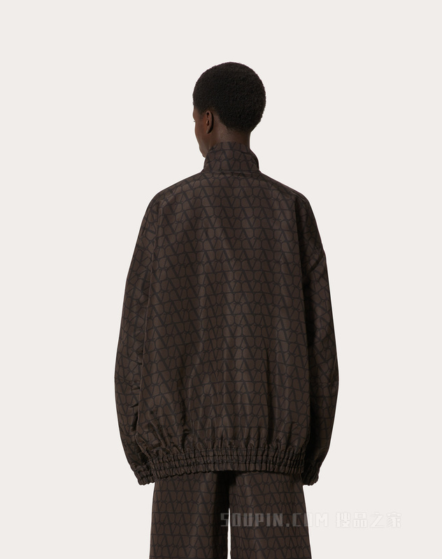 V标志罗缎真丝夹克