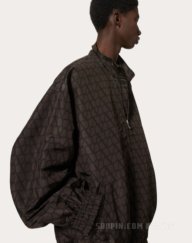 V标志罗缎真丝夹克