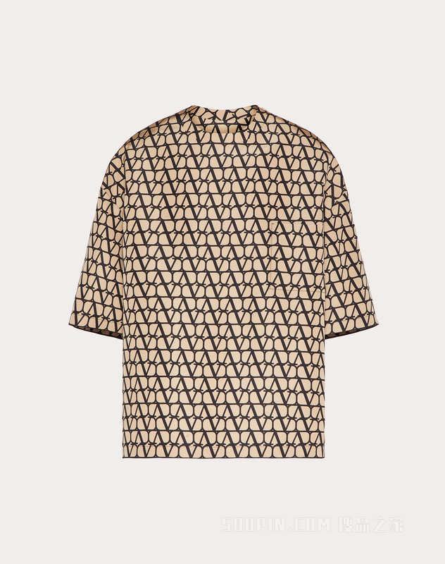 V标志罗缎丝质圆领T恤