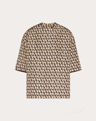 V标志罗缎丝质圆领T恤