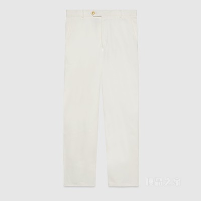 斜纹棉长裤 米白色