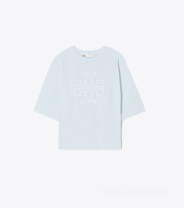 Logo 休闲剪裁 T 恤 蓝色