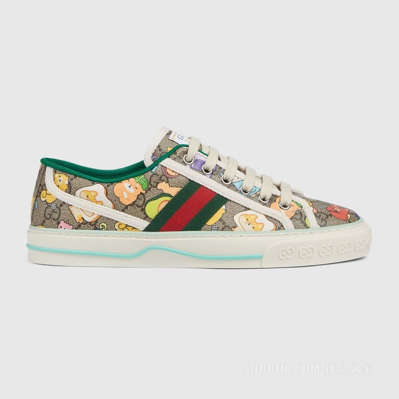 Gucci Tennis 1977系列女士运动鞋 米色和乌木色Supreme帆布