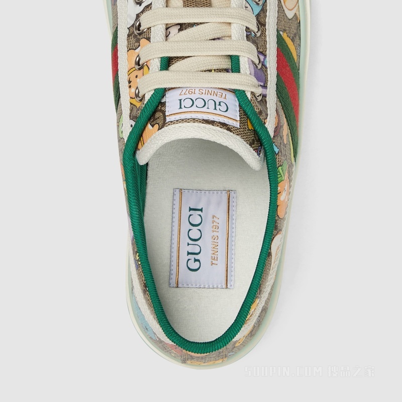 Gucci Tennis 1977系列女士运动鞋 米色和乌木色Supreme帆布