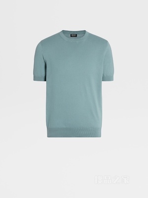 水绿色 Premium 棉质短袖针织 T 恤
