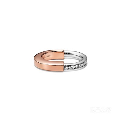Tiffany Lock 系列 18K 玫瑰金和 18K 白金镶钻戒指