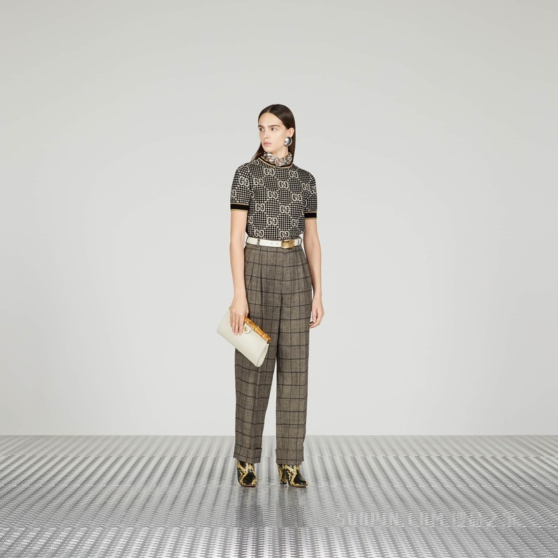 GG羊毛混纺提花上衣 灰色