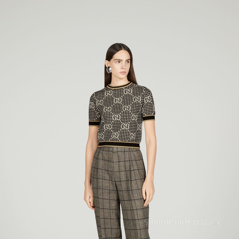 GG羊毛混纺提花上衣 灰色