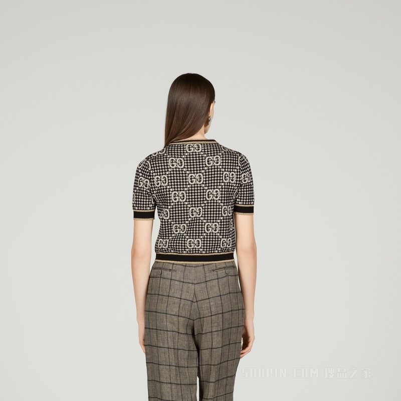 GG羊毛混纺提花上衣 灰色