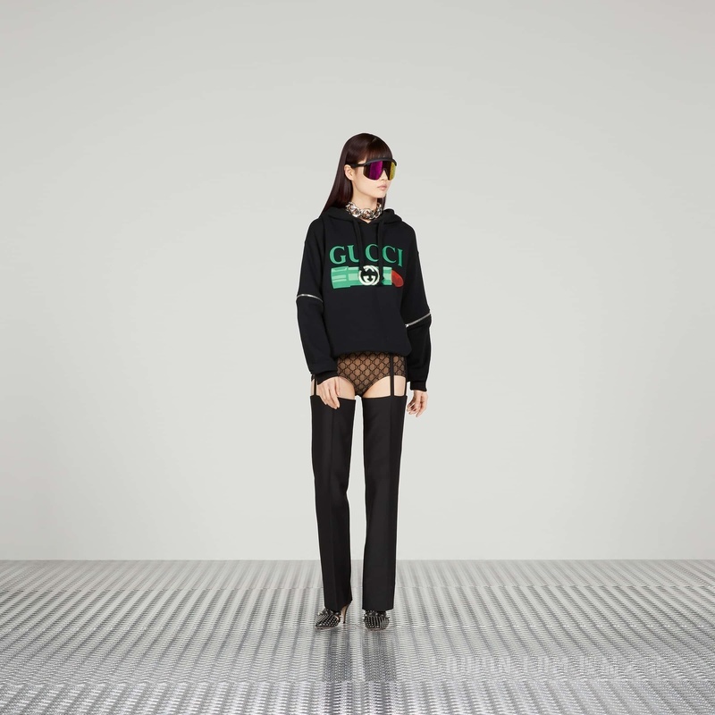 针织棉连帽卫衣 黑色