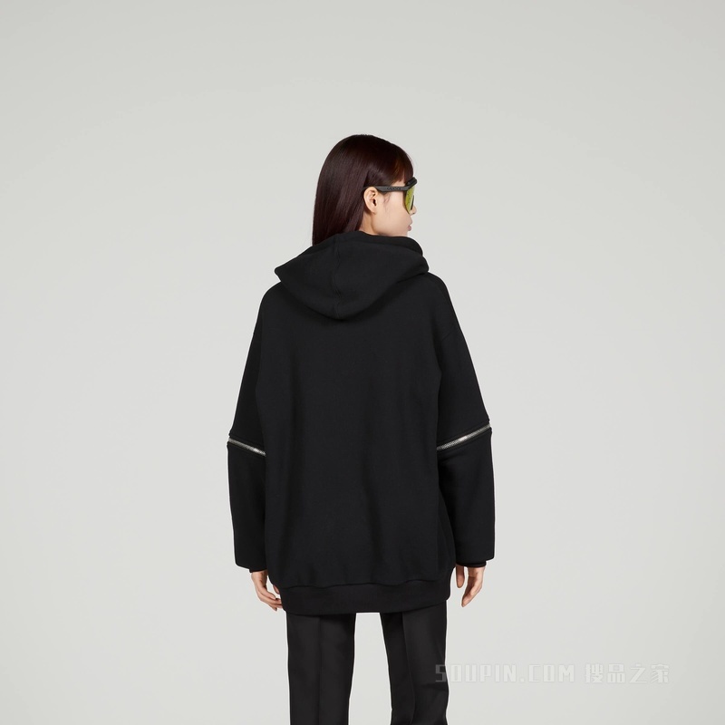 针织棉连帽卫衣 黑色