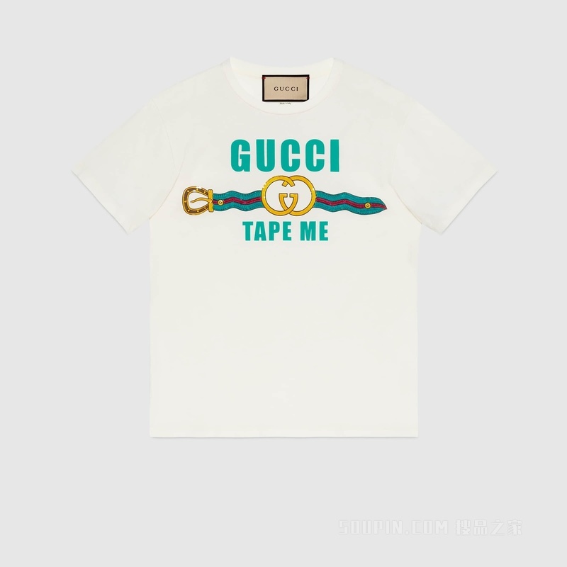 Gucci“Tape Me”印花棉质T恤 白色