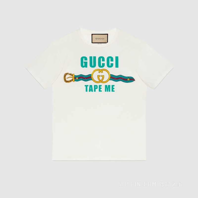 Gucci“Tape Me”印花棉质T恤 白色