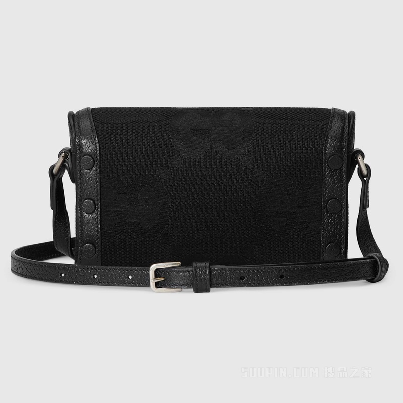 Gucci Horsebit 1955系列超级双G迷你手袋 黑色帆布