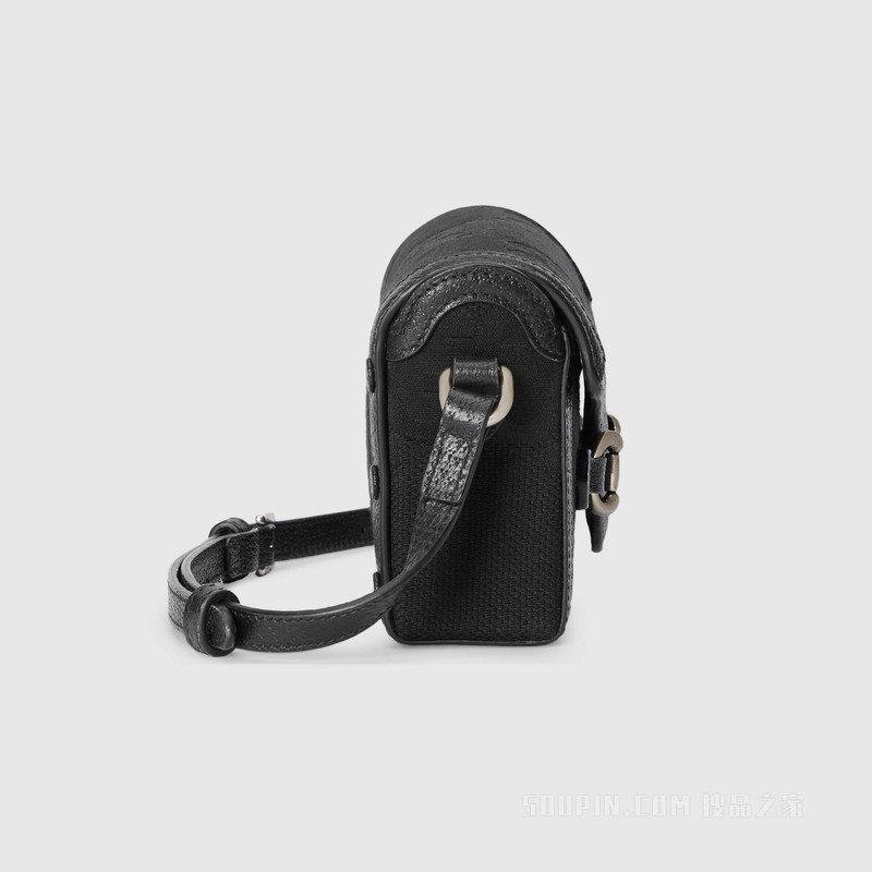 Gucci Horsebit 1955系列超级双G迷你手袋 黑色帆布