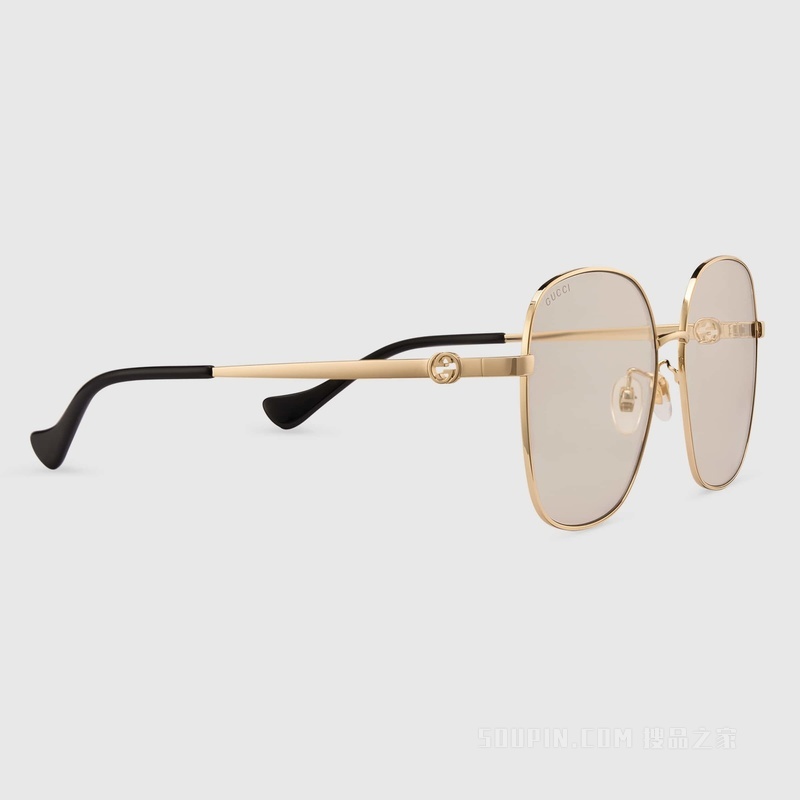 低鼻梁架贴合设计太阳眼镜 金色调金属