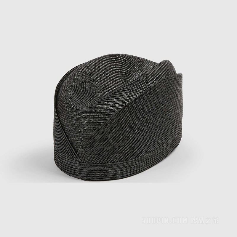 草编效果圆盒帽 黑色