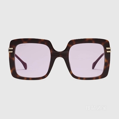 低鼻梁架贴合设计长方形镜框太阳眼镜 深棕色注塑醋纤材质